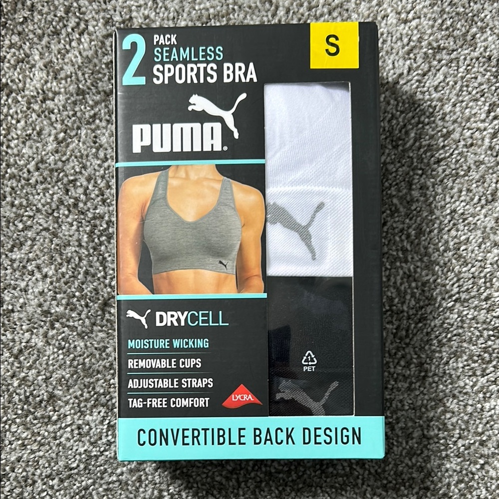 PUMA 2-Pack Seamless Sports Bra - Black and White